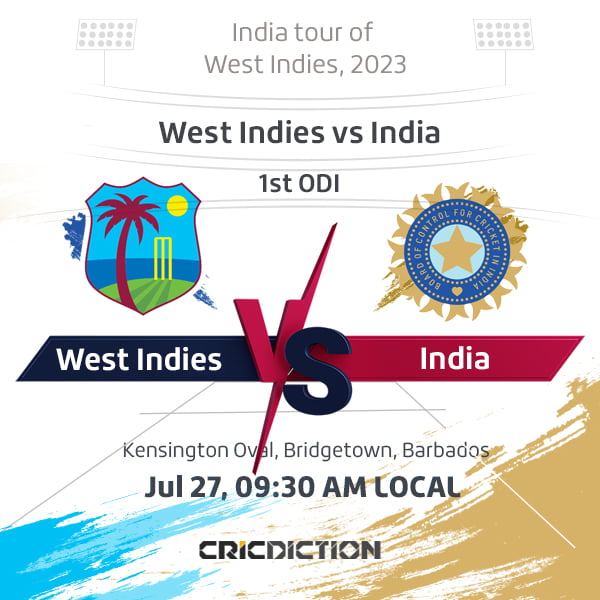 West Indies vs India, 1st ODI - Live Cricket Score, Commentary