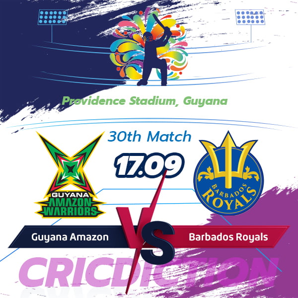 LIVE: Who will win today's match prediction? Guyana Amazon Warriors vs Barbados Royals, 30th Match. Cricket Match Prediction