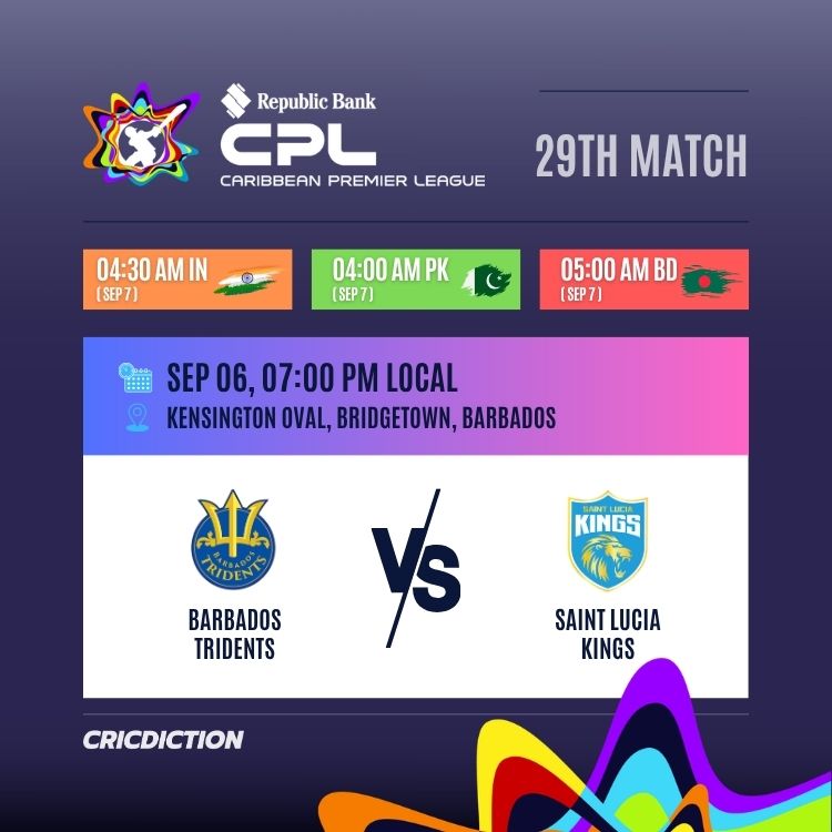 LIVE: Who will win today’s match? CPL: 28th Match, Warriors vs Patriots, 29th Match, Tridents vs Kings & Women's Asia Cup 2026: 11th Match, Pakistan vs Hong Kong. Cricket Match Prediction